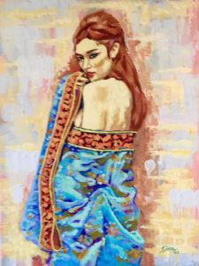 "Girl in Blue Kimono", Acrylic on Canvas, 12x16, Juan T. Diaz