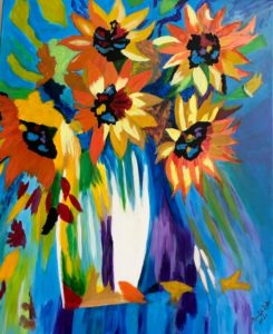 "Flowers", Acrylic on canvas, 24x30, Maritza Moncada