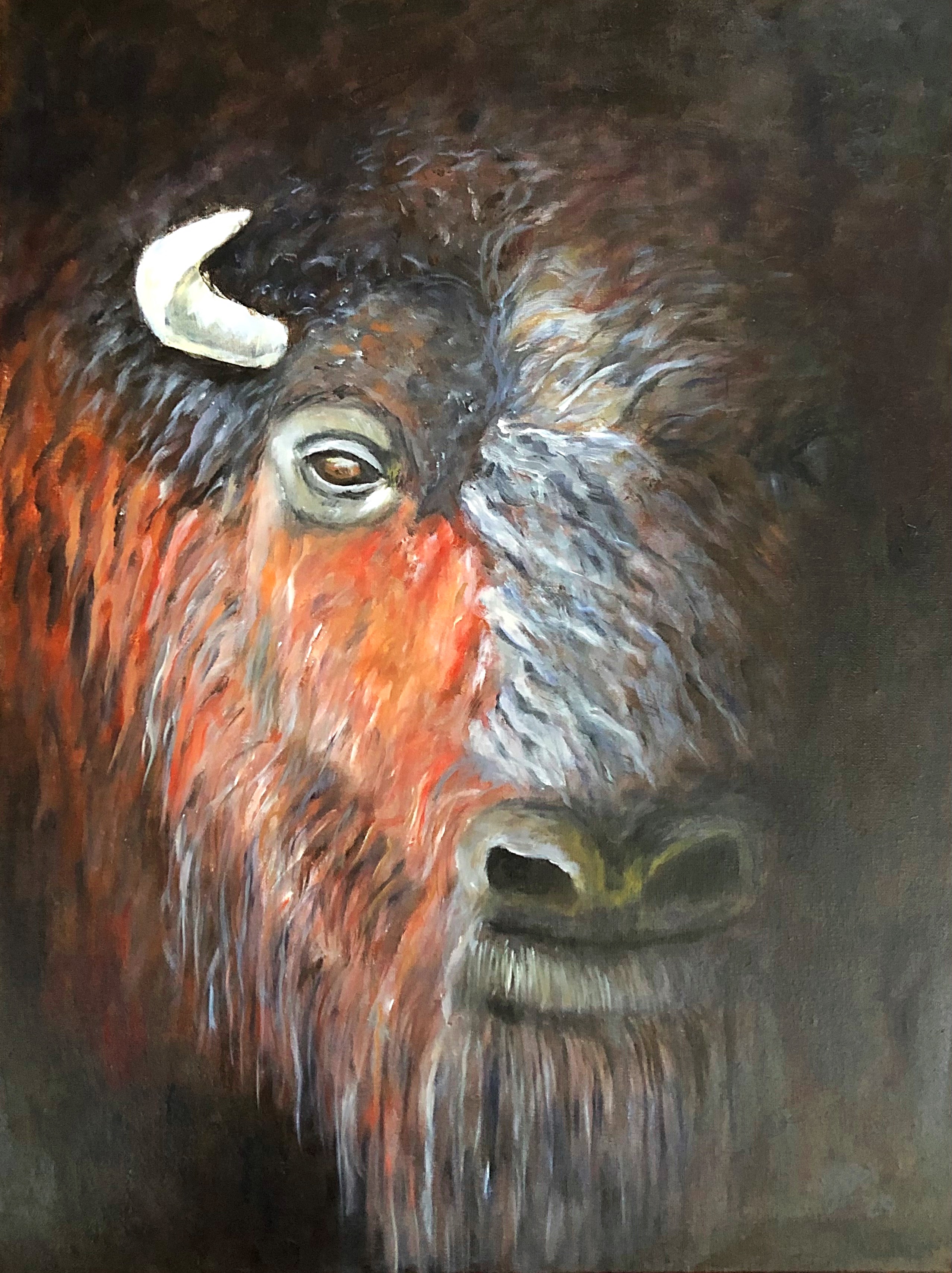 "Buffalo", Mixed Media, 18x24, @soniapuente_artwork